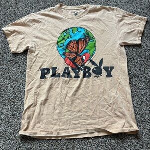 Playboy Tan Graphic T-Shirt size small